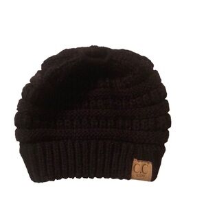 C.C. Girls fall ponytail warm black beanie hat